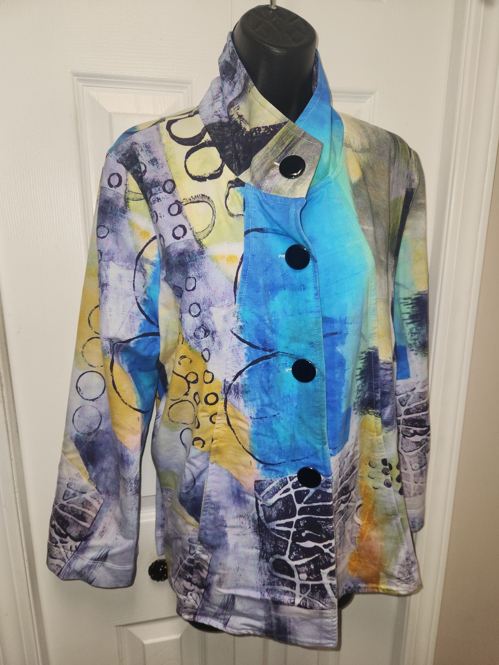 🍉Abstract Blue & Yellow Women's Artful Jacket